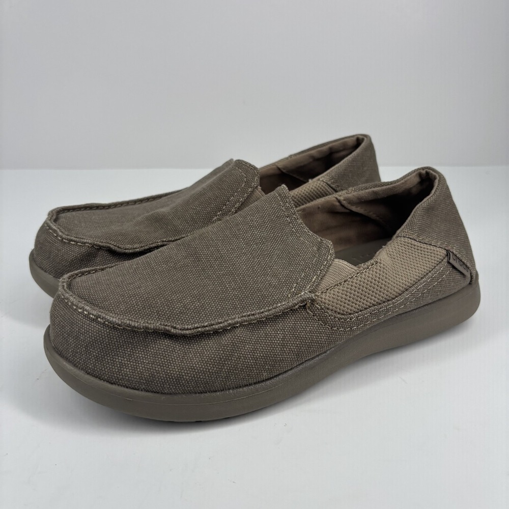 Crocs Santa Cruz II Boys Size 5/Women's 7 Brown Canvas Moc-Toe Slip-on Loafers‎